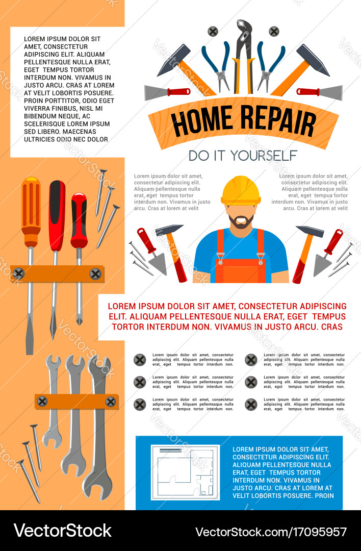 Home Repair Tools & Toolbox Poster Vector Image