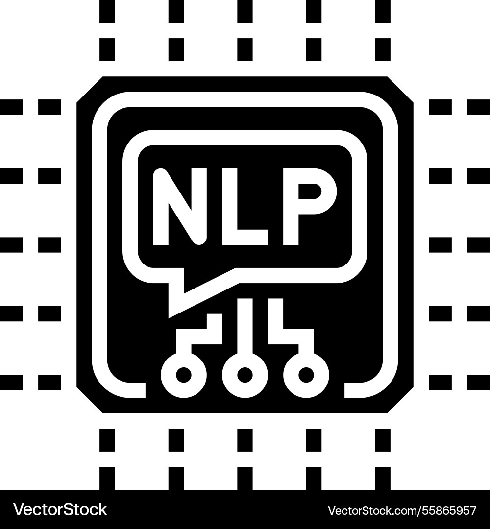 Language processor chip nlp glyph icon vector image