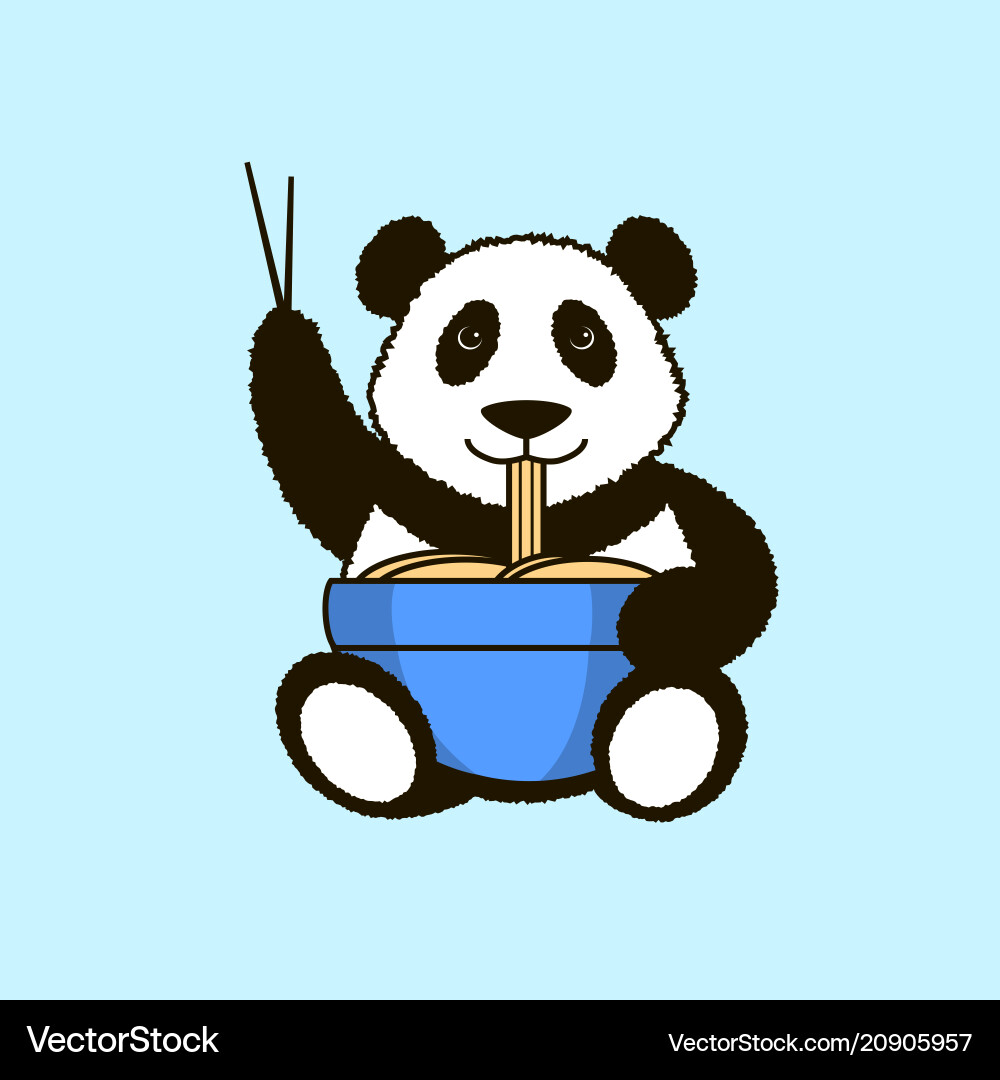 Panda is eating noodles Panda is eating noodles vector image