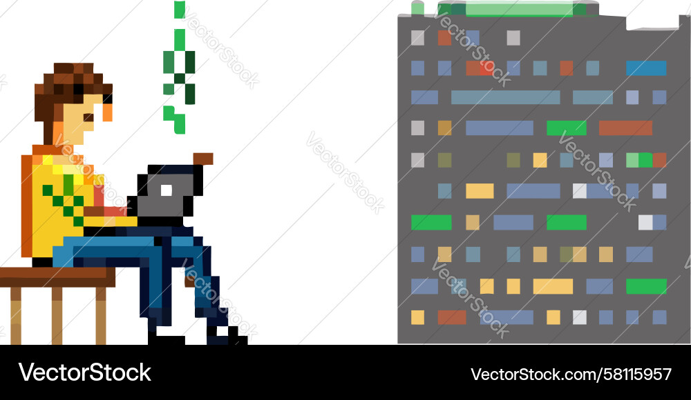 Pixel Art Coder Vektorbild