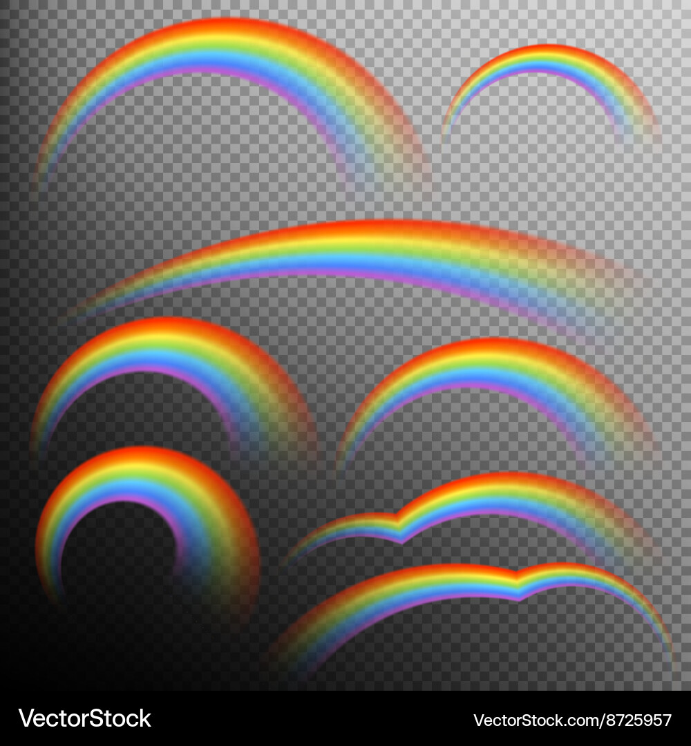 Rainbows in different shape realistic set eps 10 vector image