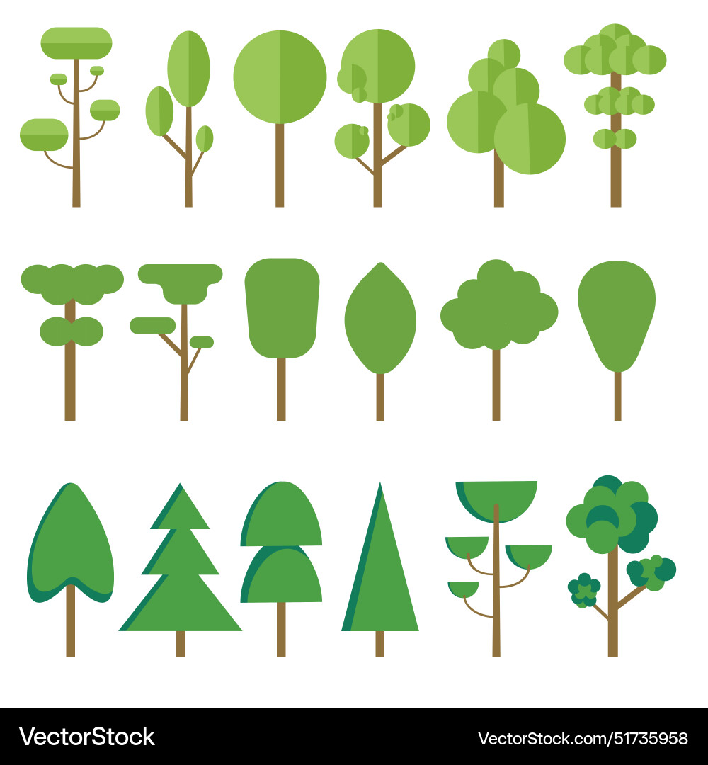 A set of simple images trees pines firs A set of simple images trees pines firs vector image