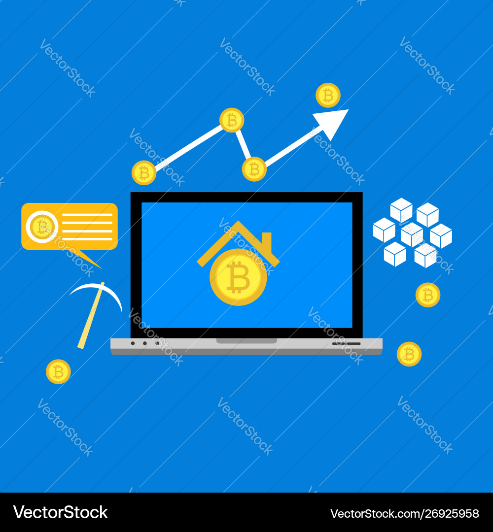 Blockchain scheme mining crypto currency server Vector Image