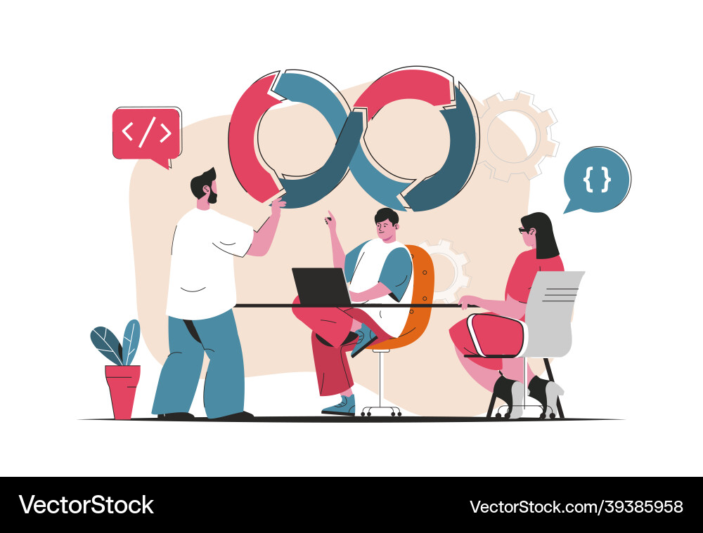Devops concept isolated software development Devops concept isolated software development vector image