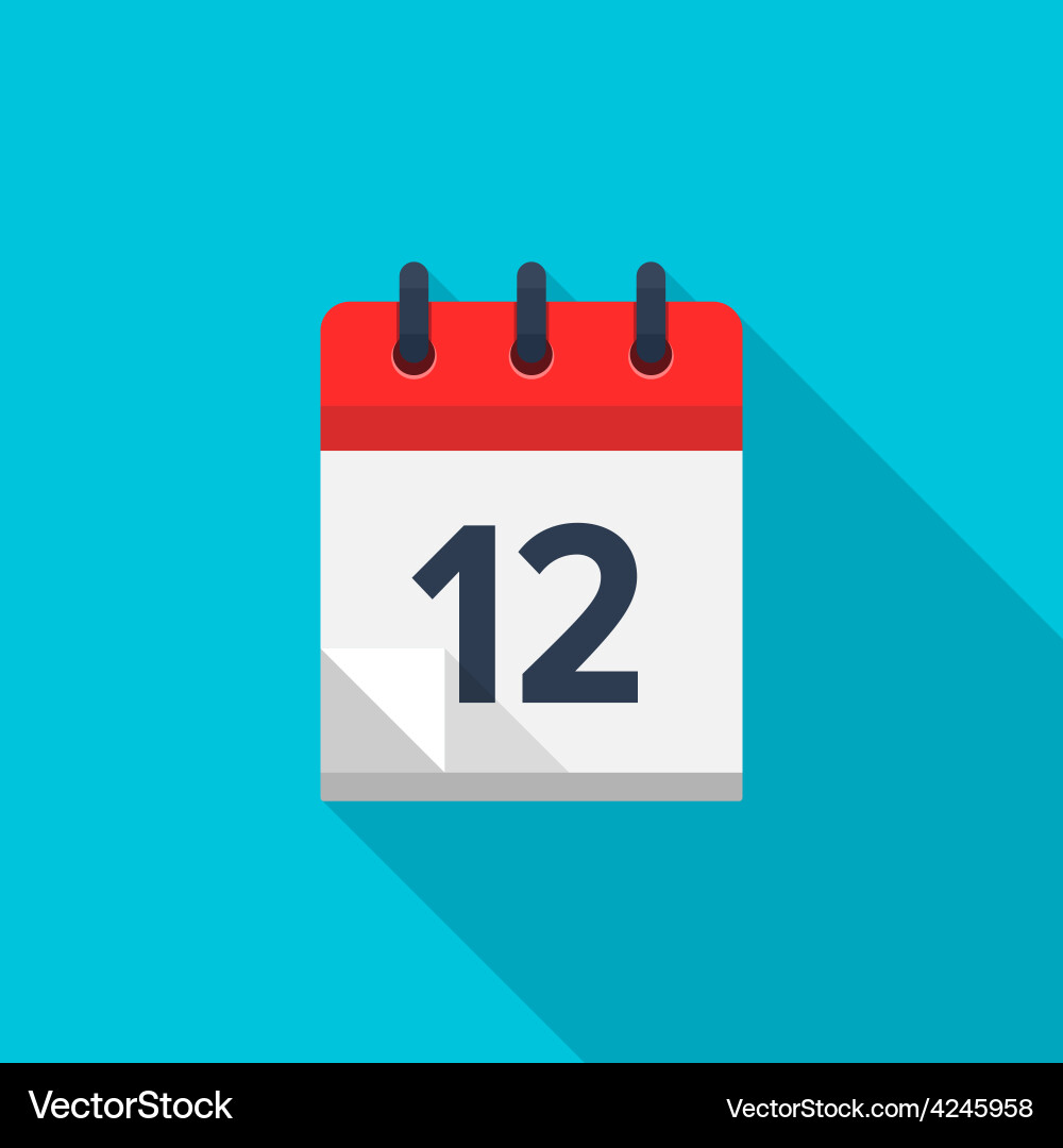 Flat calendar icon date and time background vector image