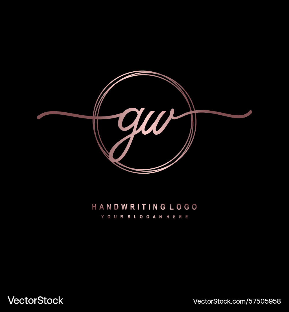 Gw initial handwriting logo with circular wave Vector Image