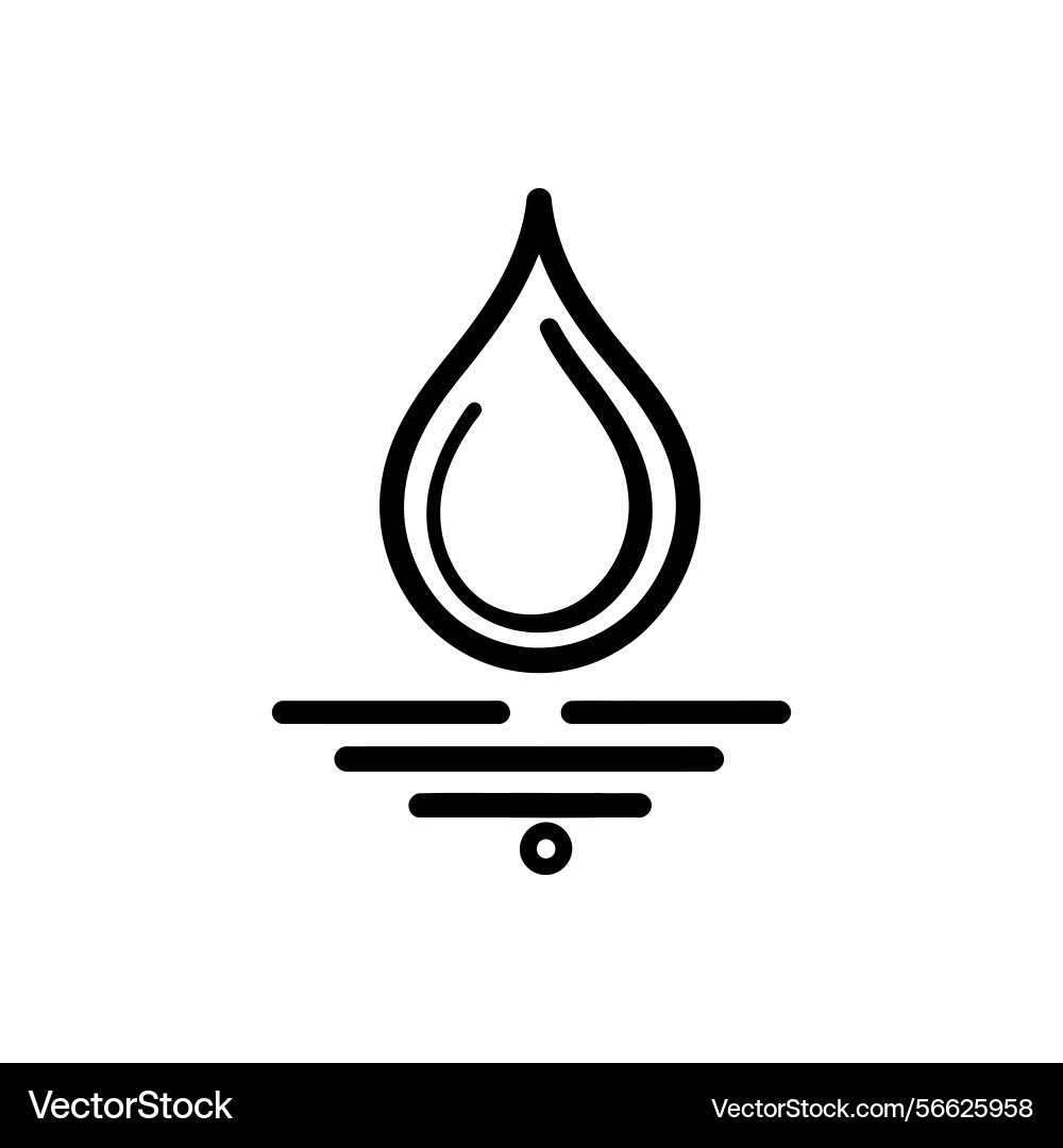 Minimal water drop icon with waves in transparent Vector Image