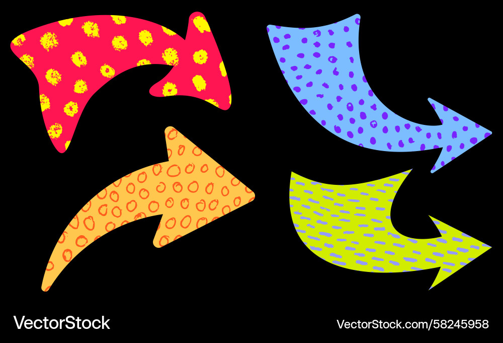 Playful Curved Arrows with Dotted Patterns Vector Image