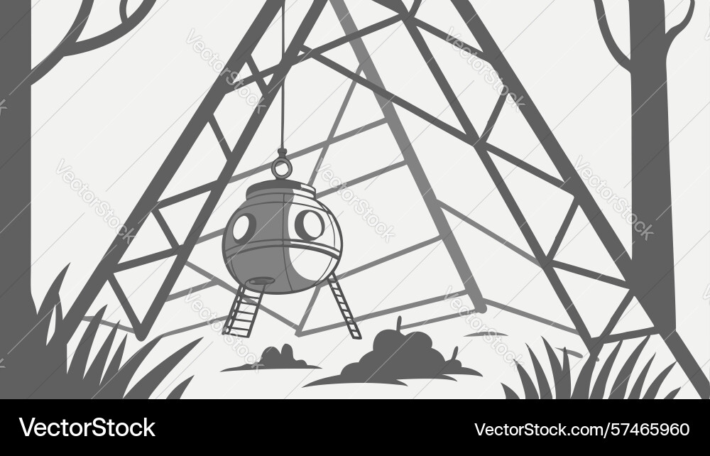 Ancient bell suspended from triangular structure vector image