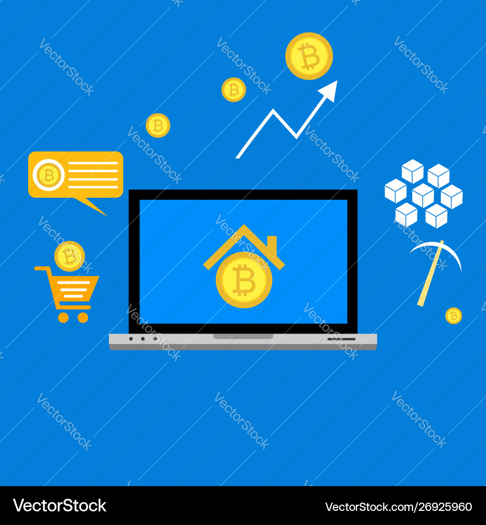 Blockchain scheme mining crypto currency server Blockchain scheme mining crypto currency server vector image