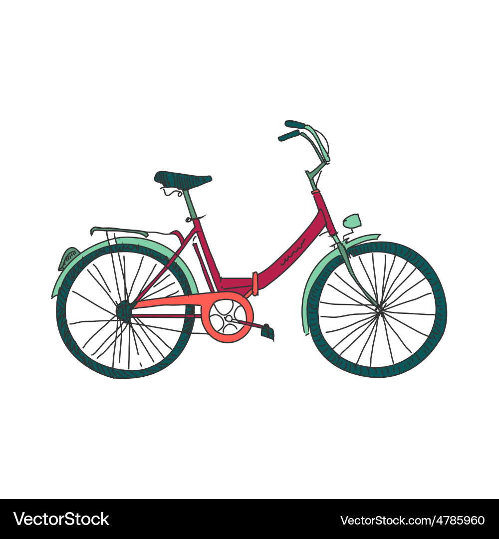Colored doodle bicycle Vector Image