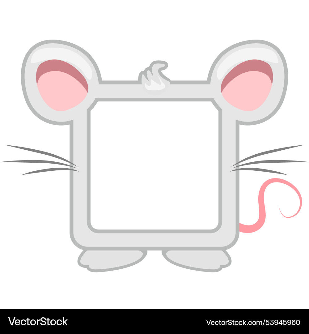 Cute square mouse frame cartoon avatar for ui Vector Image