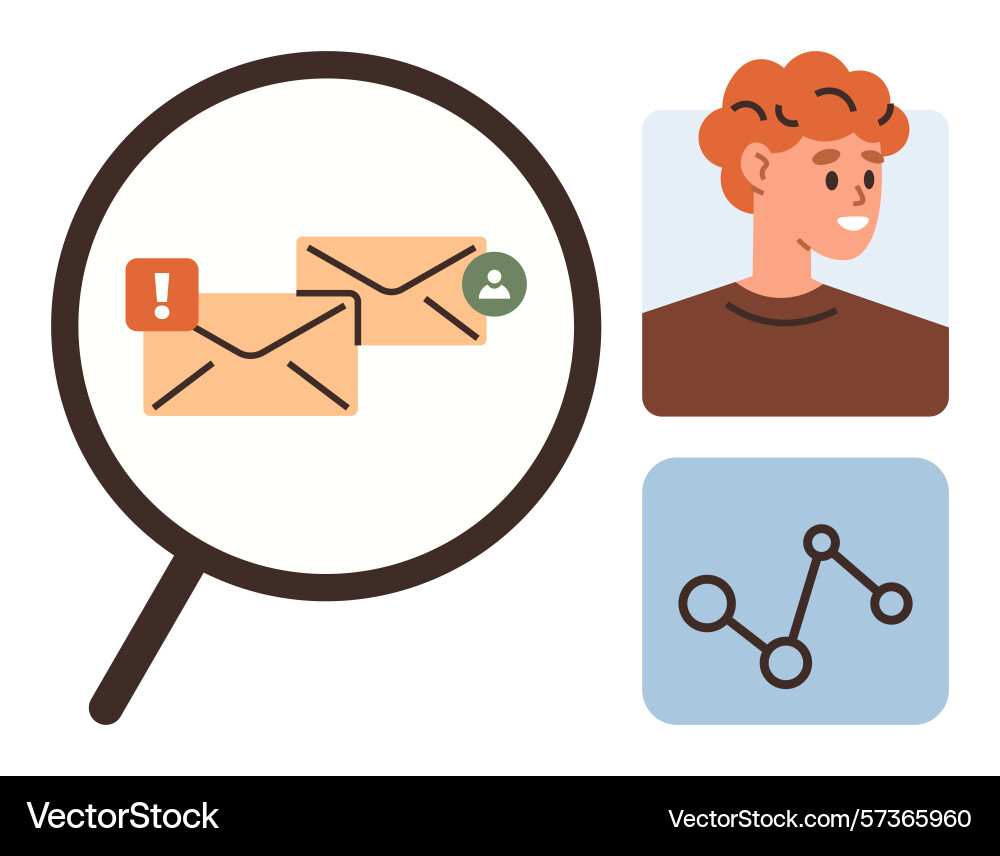 E-Mail-Überwachung und Datenanalyse mit Benutzer E-Mail-Überwachung und Datenanalyse mit Benutzer Vektorbild