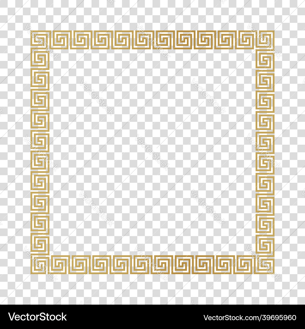 Greek gold frame square meander pattern Royalty Free Vector