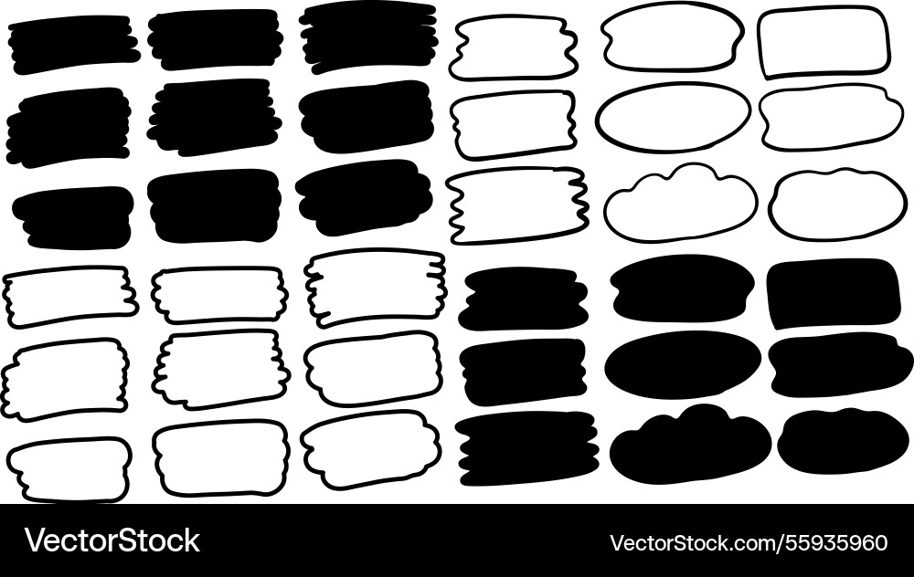 Hand-drawn highlight and text boxes set Vector Image