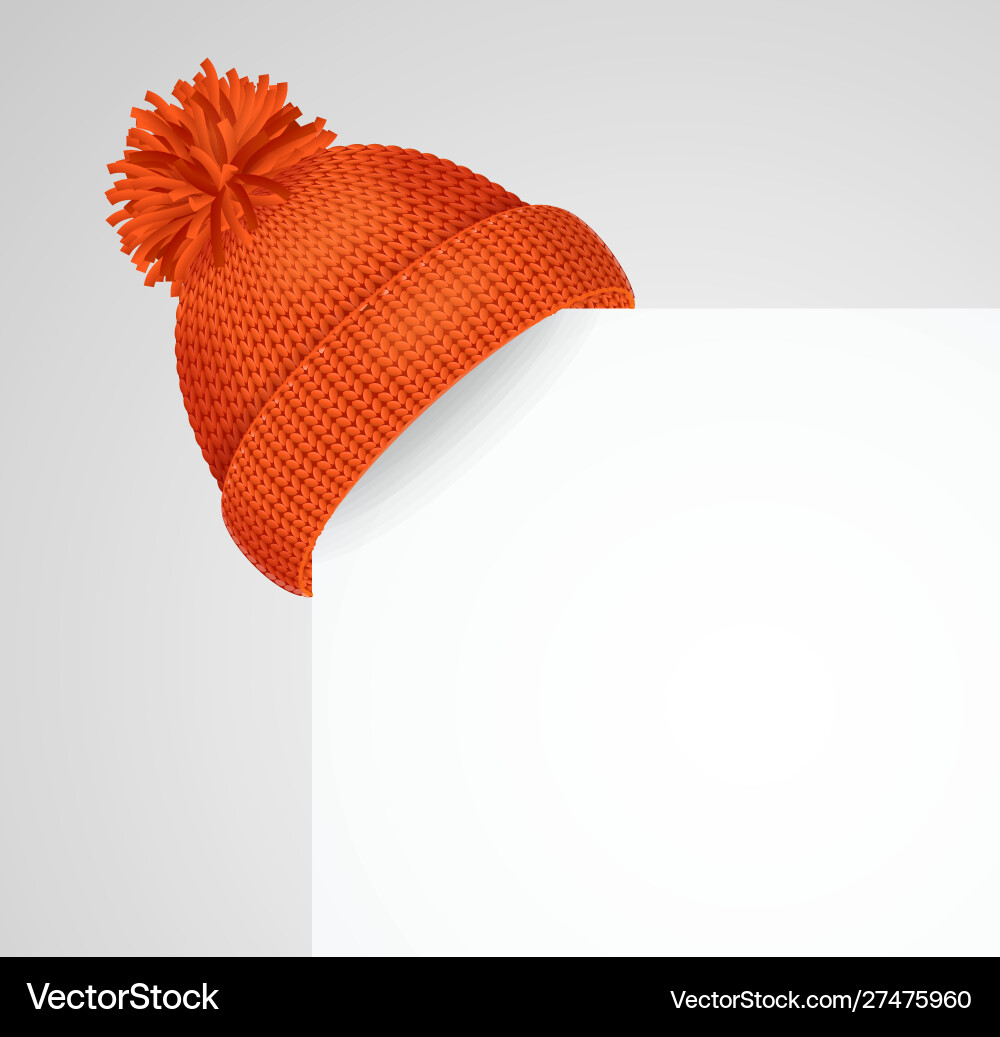 Realistic 3d detailed red knitted hat on a corner Realistic 3d detailed red knitted hat on a corner vector image
