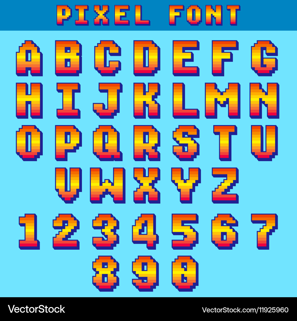 Retro 8-Bit Pixel Font vector image