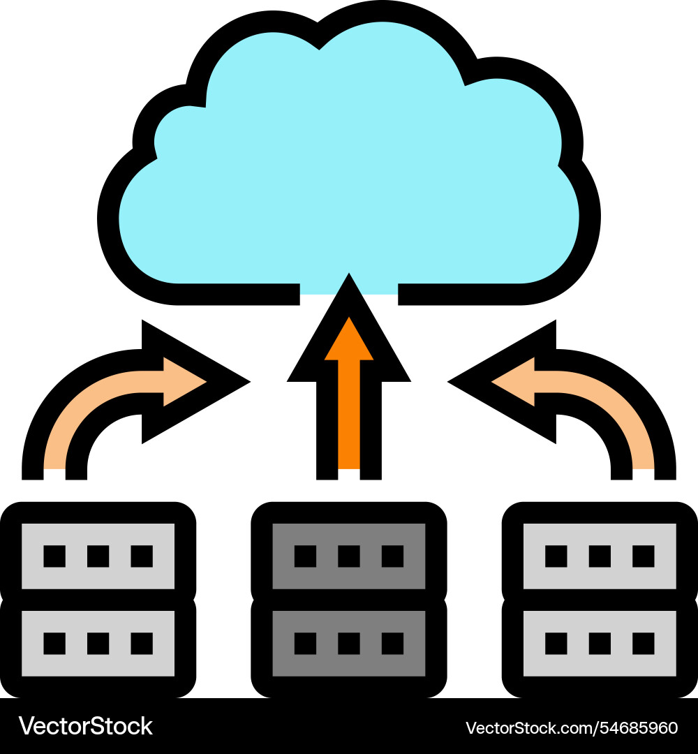 Server virtualization data center color icon Server virtualization data center color icon vector image