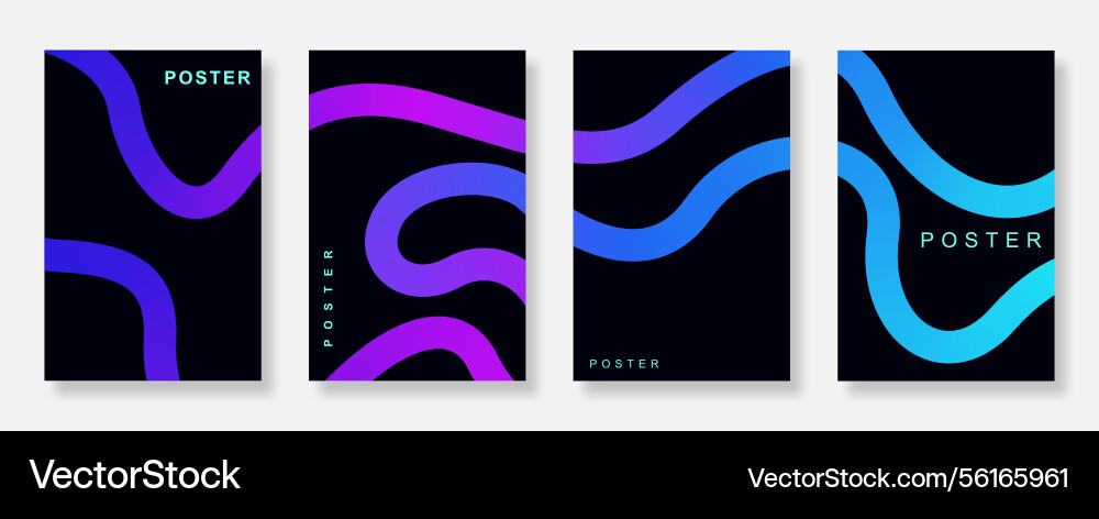 Abstract gradient line wave poster background set Abstract gradient line wave poster background set vector image