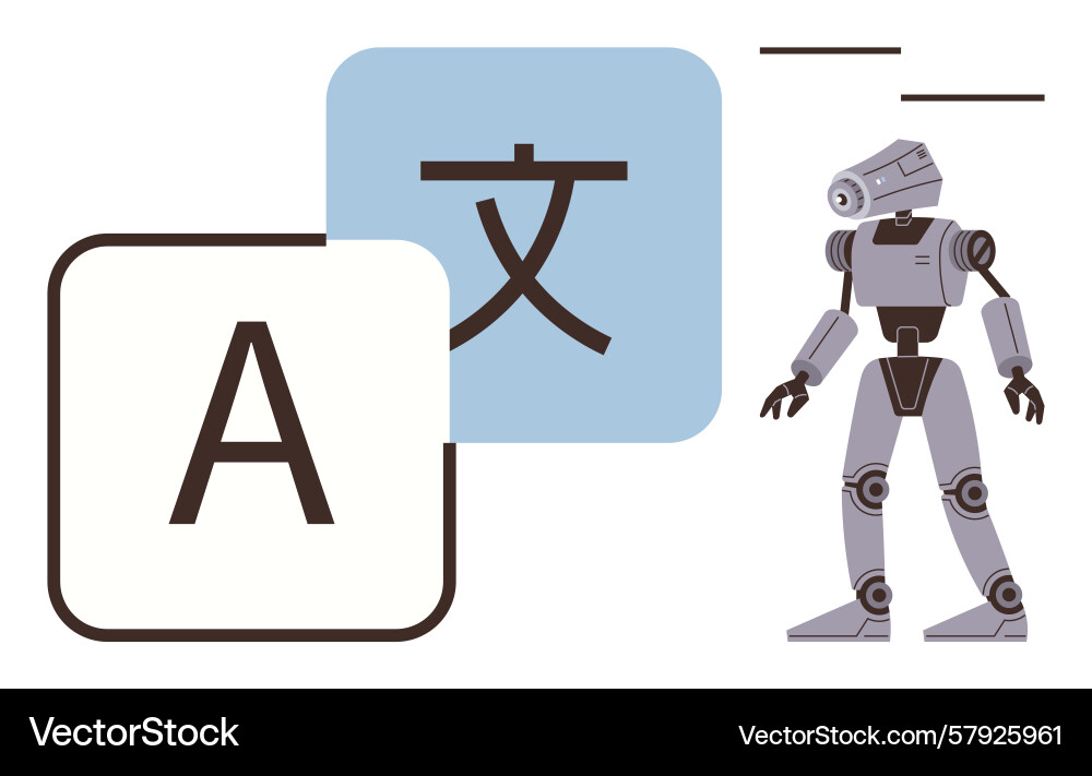 Artificial intelligence robot assisting Vector Image