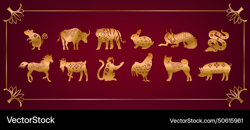 Chinese zodiac 12 year cycle animals symbolizing Chinese zodiac 12 year cycle animals symbolizing vector image
