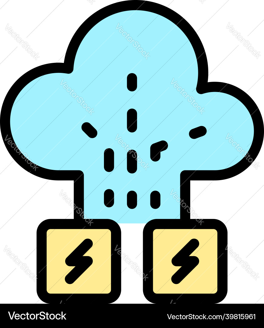 Cloud memory attack icon color outline Cloud memory attack icon color outline vector image