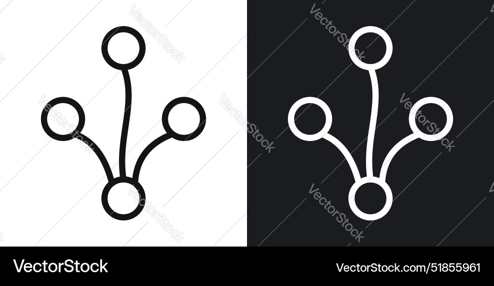 Code fork icon set in black and white outlines Code fork icon set in black and white outlines vector image