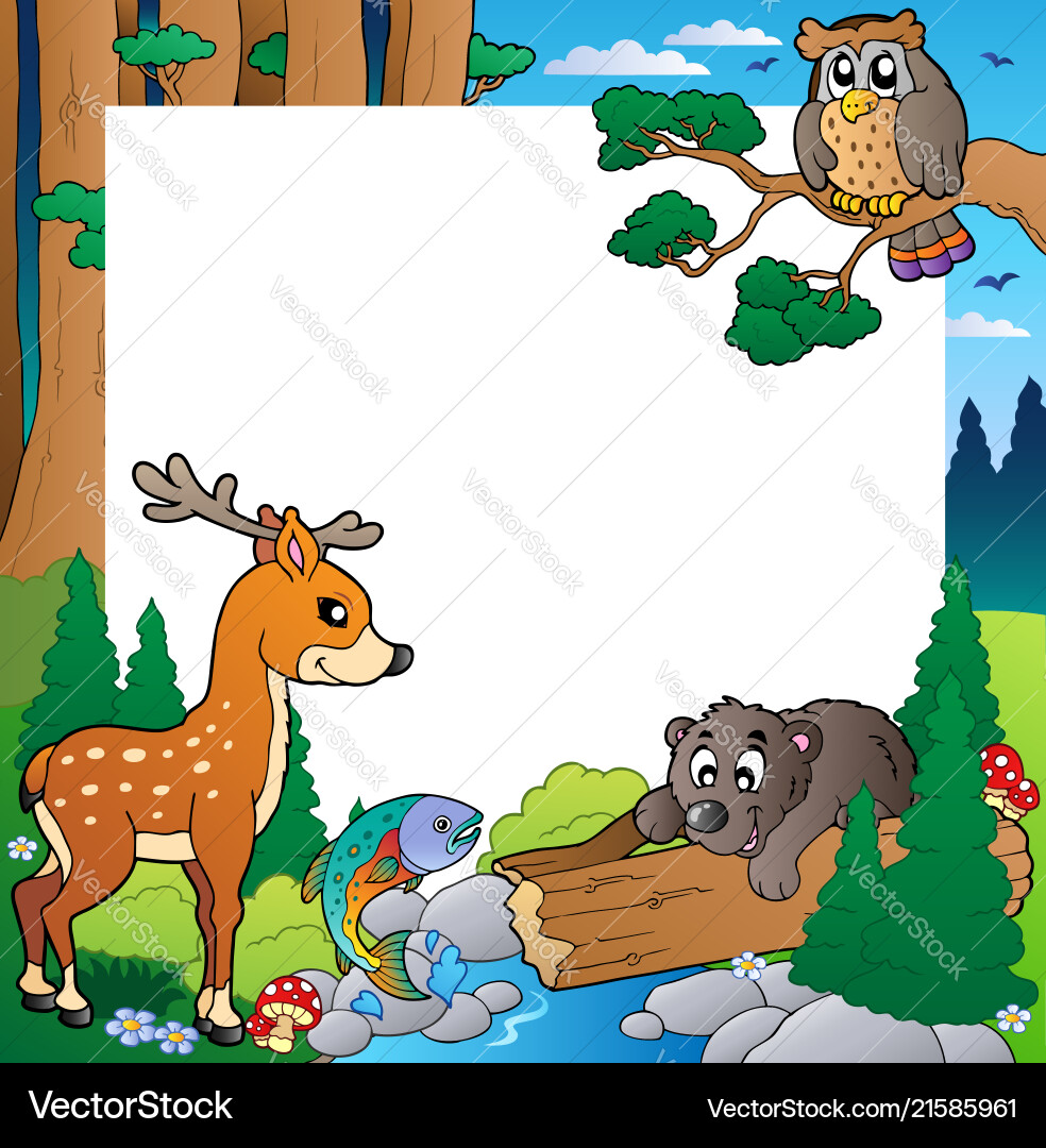 Frame with forest theme 1 Frame with forest theme 1 vector image
