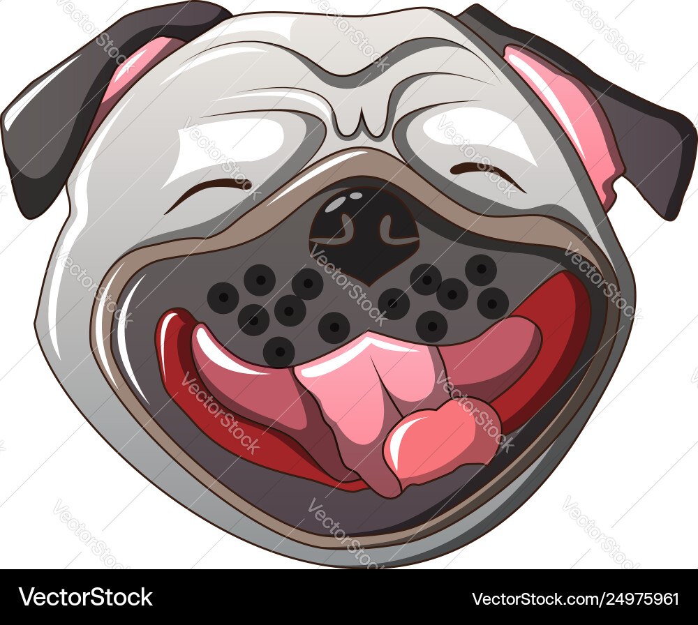 Head laugh pug dog icon cartoon style Head laugh pug dog icon cartoon style vector image