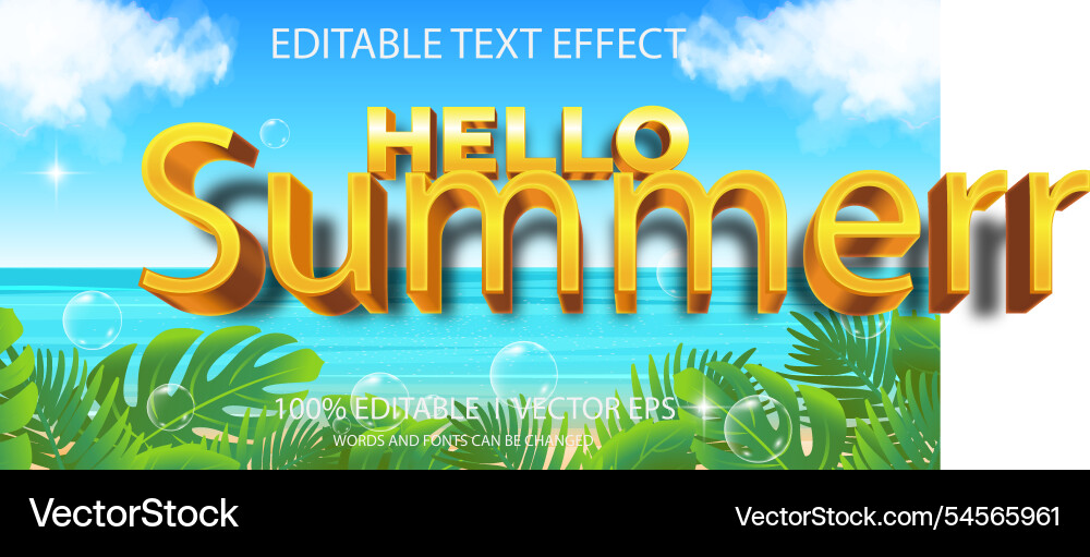 Hello summer 3d text effect with modern style Hello summer 3d text effect with modern style vector image