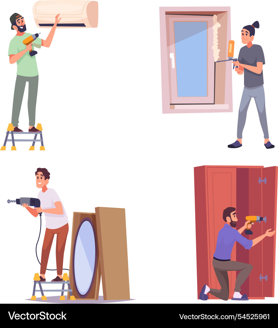 Home Reparatur Bauherren Haus Renovierung Home Reparatur Bauherren Haus Renovierung vektorbild