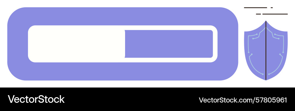 Loading bar with shield symbolizing security Loading bar with shield symbolizing security Vector Image