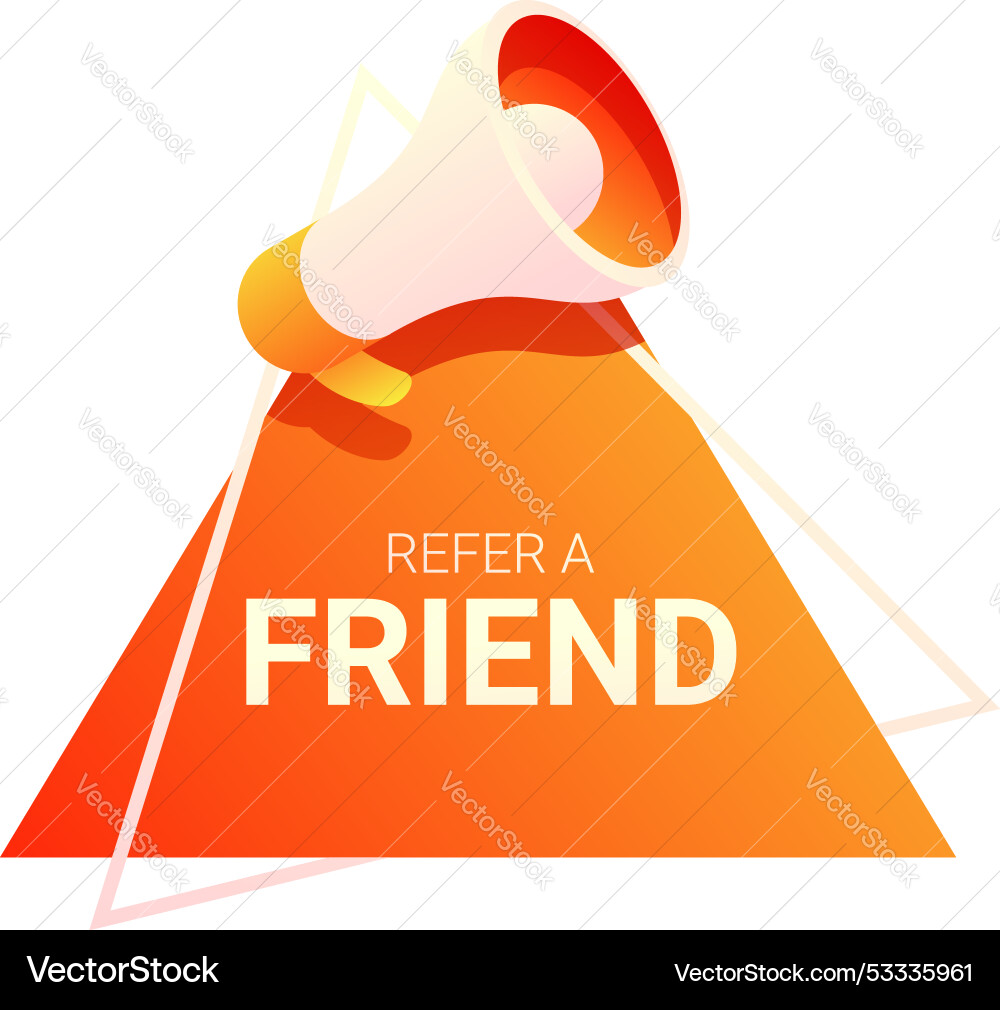 Megaphone announcing refer a friend program Megaphone announcing refer a friend program Vector Image