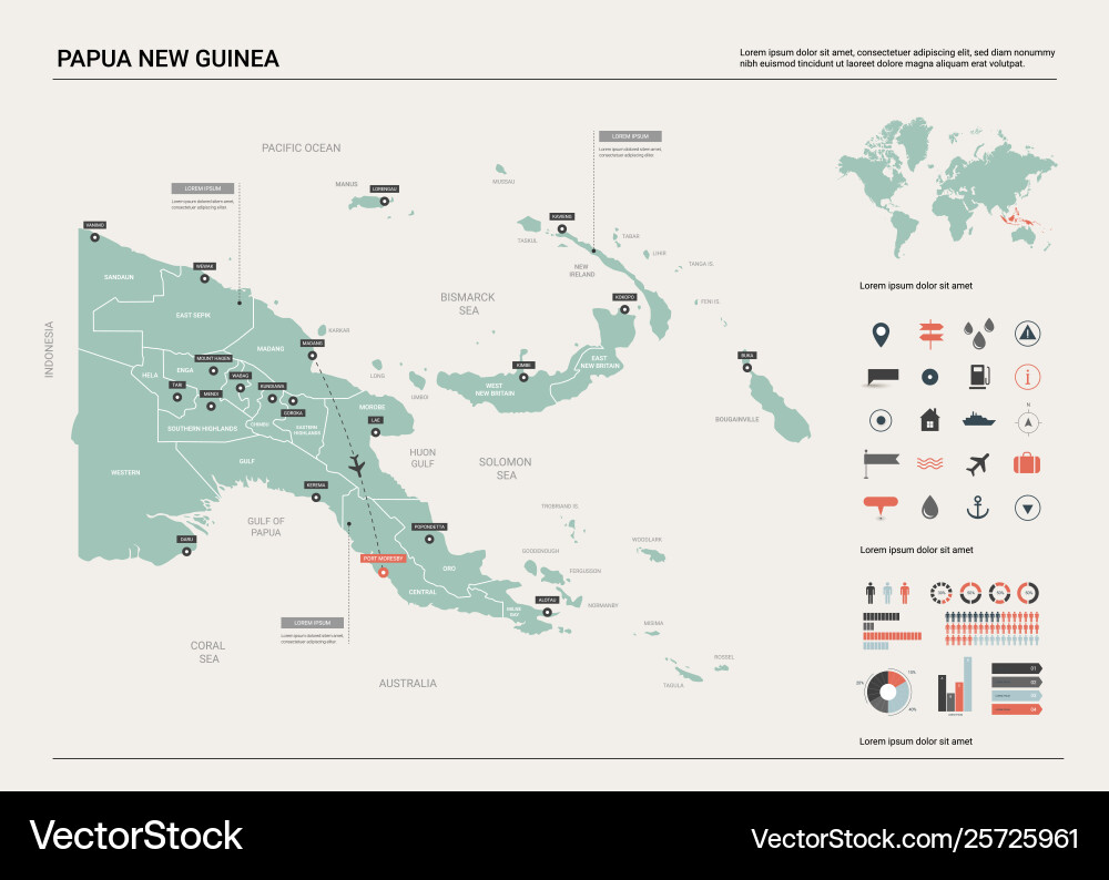 Papua New Guinea Map Vector Image