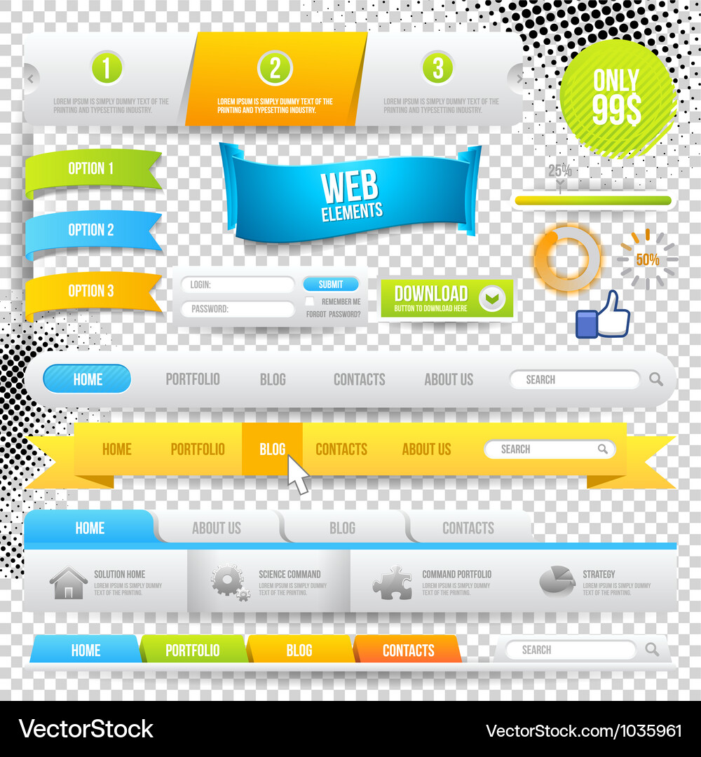 Web Navigation Icons & Elements Vector Image