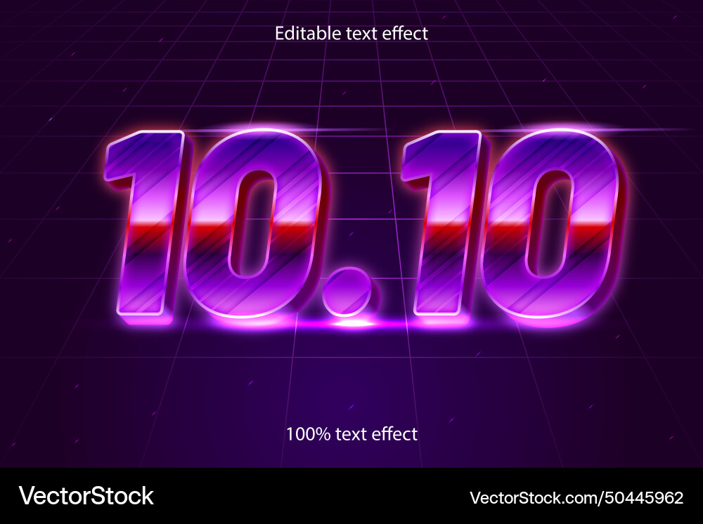 1010 editable text effect retro style Vector Image