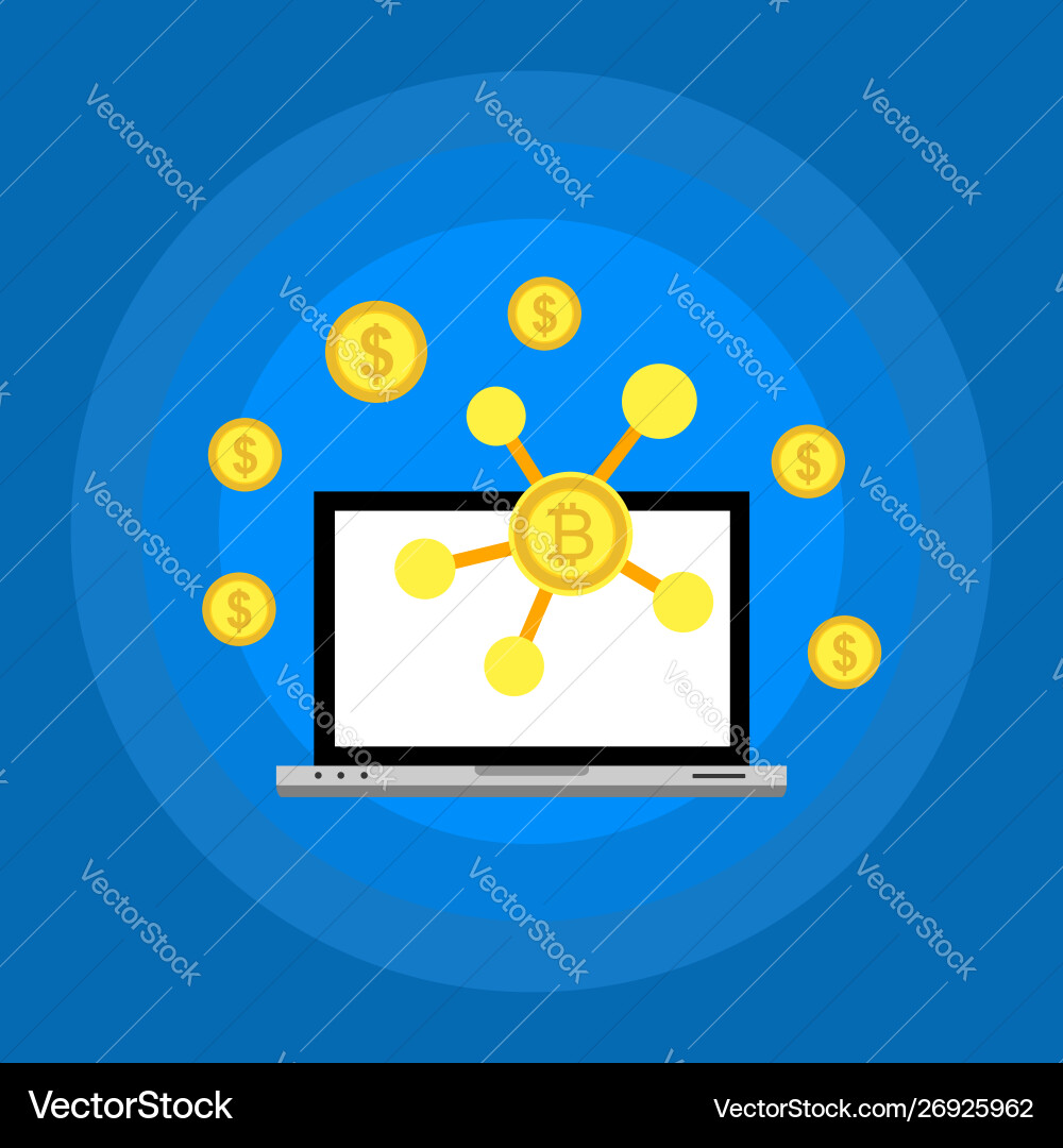 Blockchain scheme mining crypto currency server vector image