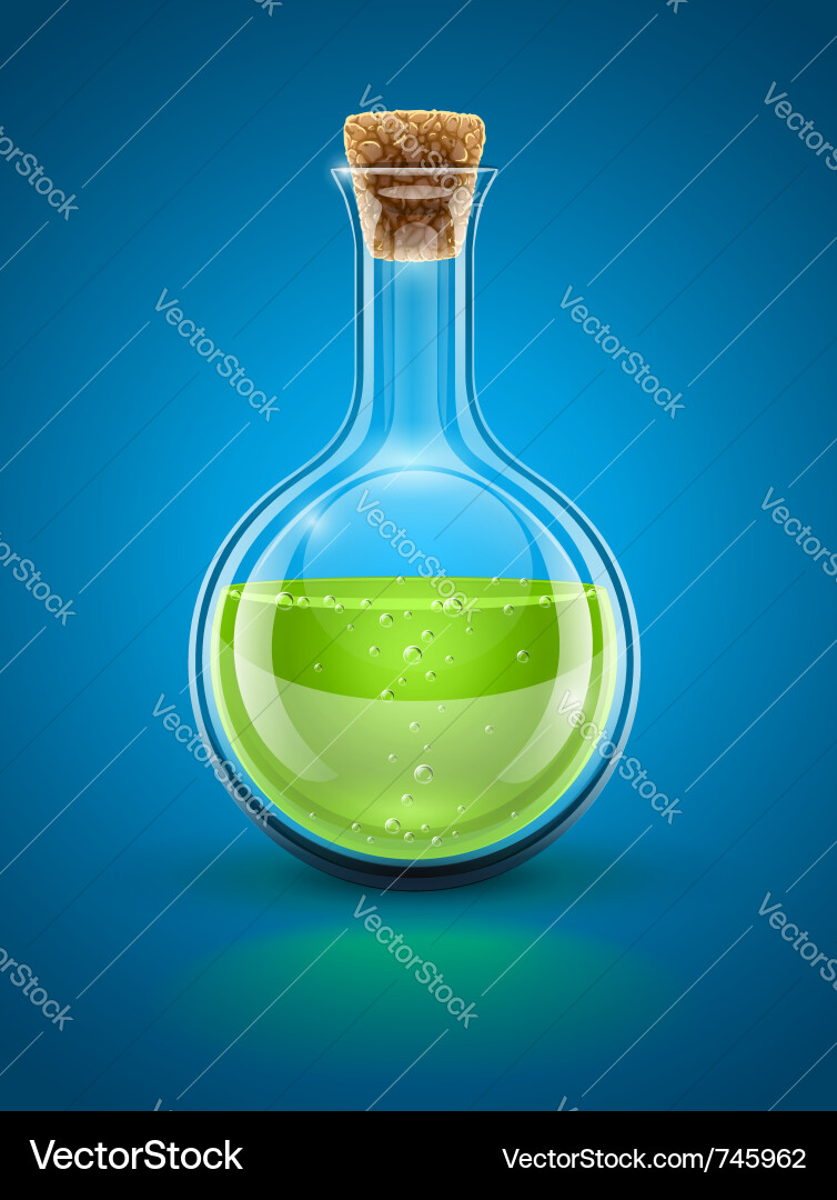 Chemischer Flask mit Blasen Vektorbild