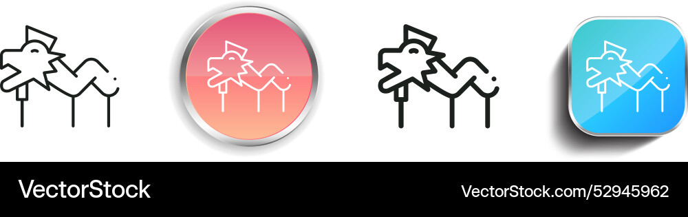 Chinese icon thin linear regular and button style vector image
