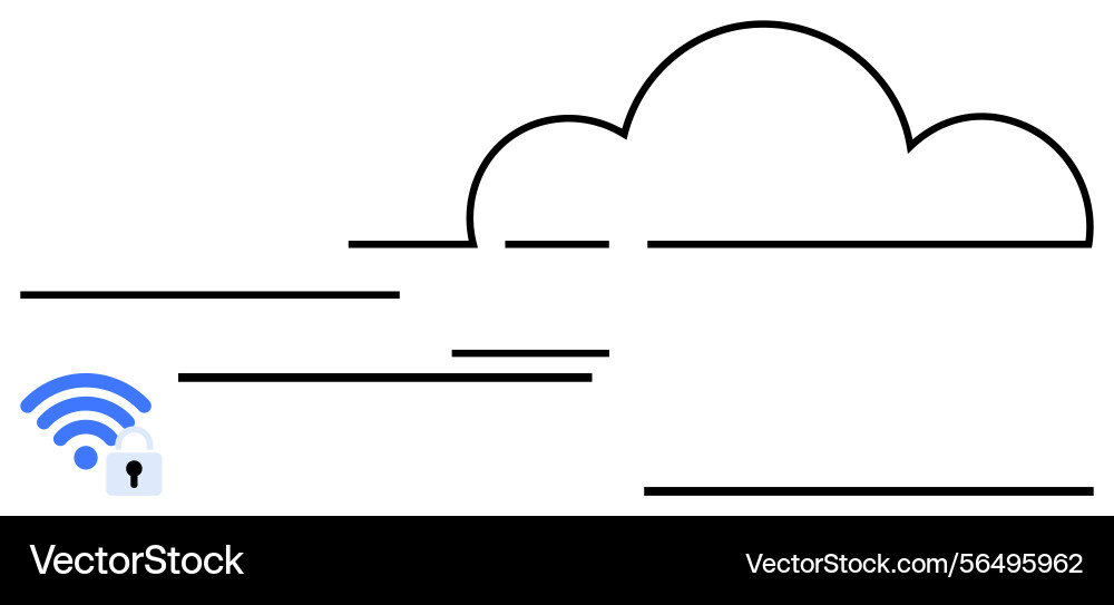 Cloud computing with secure wireless connection Cloud computing with secure wireless connection vector image
