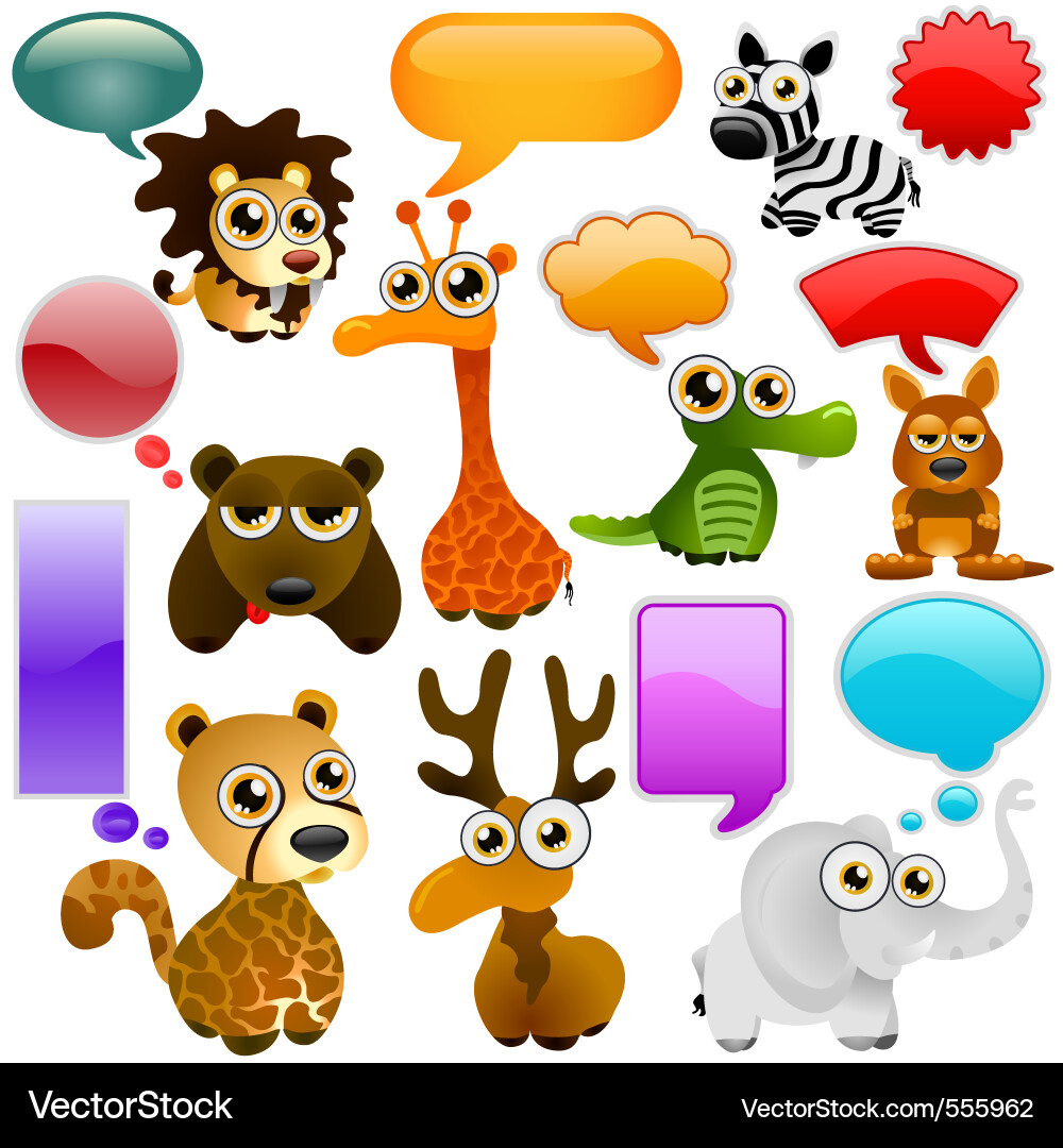 Cute Cartoon Animals Vector Image