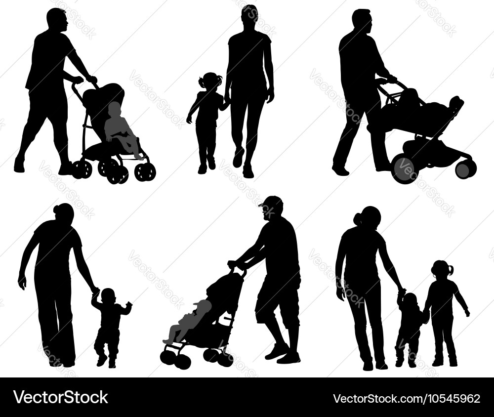 Family Walking with Children vector image
