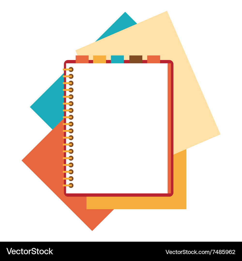 Flat design notepad with paper sheets Vector Image