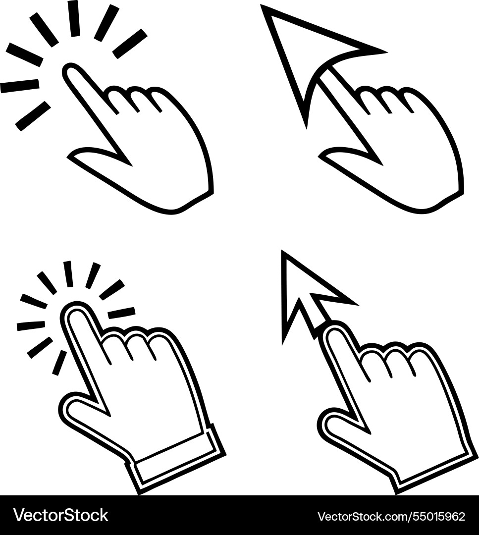 Four basic cursor interaction icons for modern int Vector Image