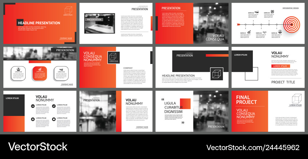 Modern Red Gradient Presentation Template Vector Image