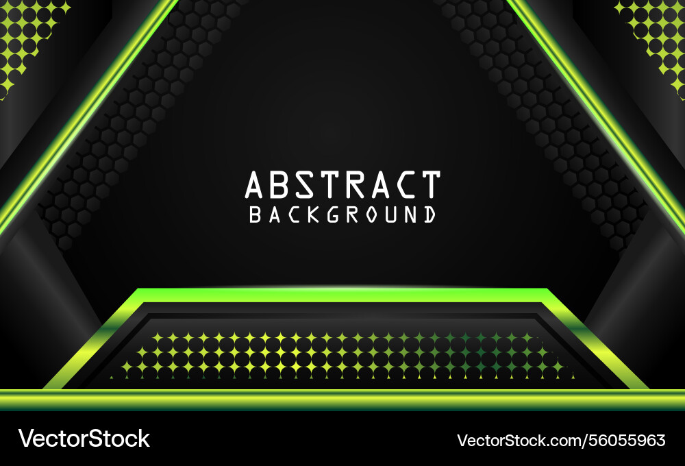 Dark abstract background with green overlap vector image