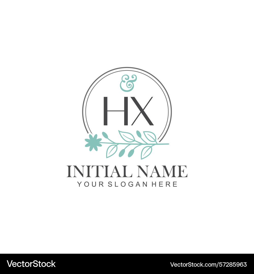 Hx initial logo templates with botanical elements Vector Image