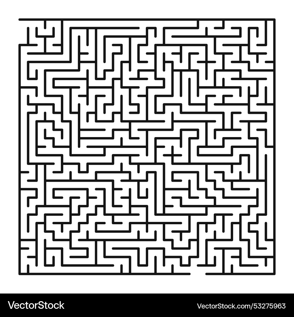 Maze shape design element there is one entrance Maze shape design element there is one entrance vector image