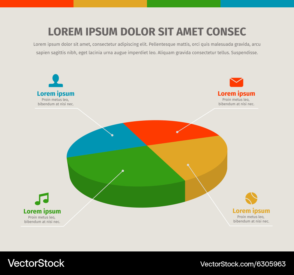 Modern 3d pie graph for web or brochures design Vector Image