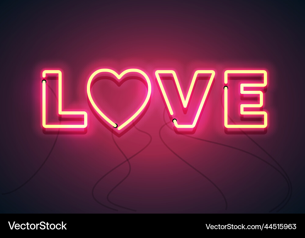 Neon color glowing led love sign vector image